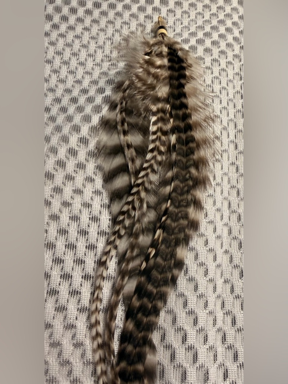 Striped Festival Feather Hair Extension - Black and Brown Accent